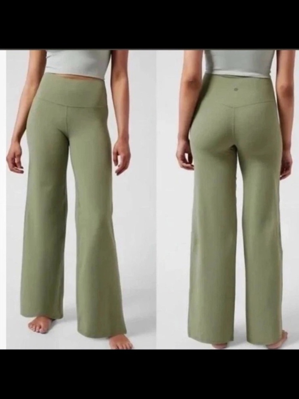 Athleta High-Rise Wide-Leg Leggings in Olive Green